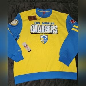 Men's Gold Los Angeles Chargers All Over 2.0 Pullover Sweatshirt Mitchell & Ness